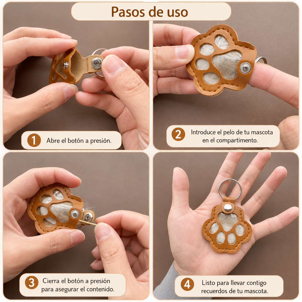 Llavero de recuerdo para pelo de mascota